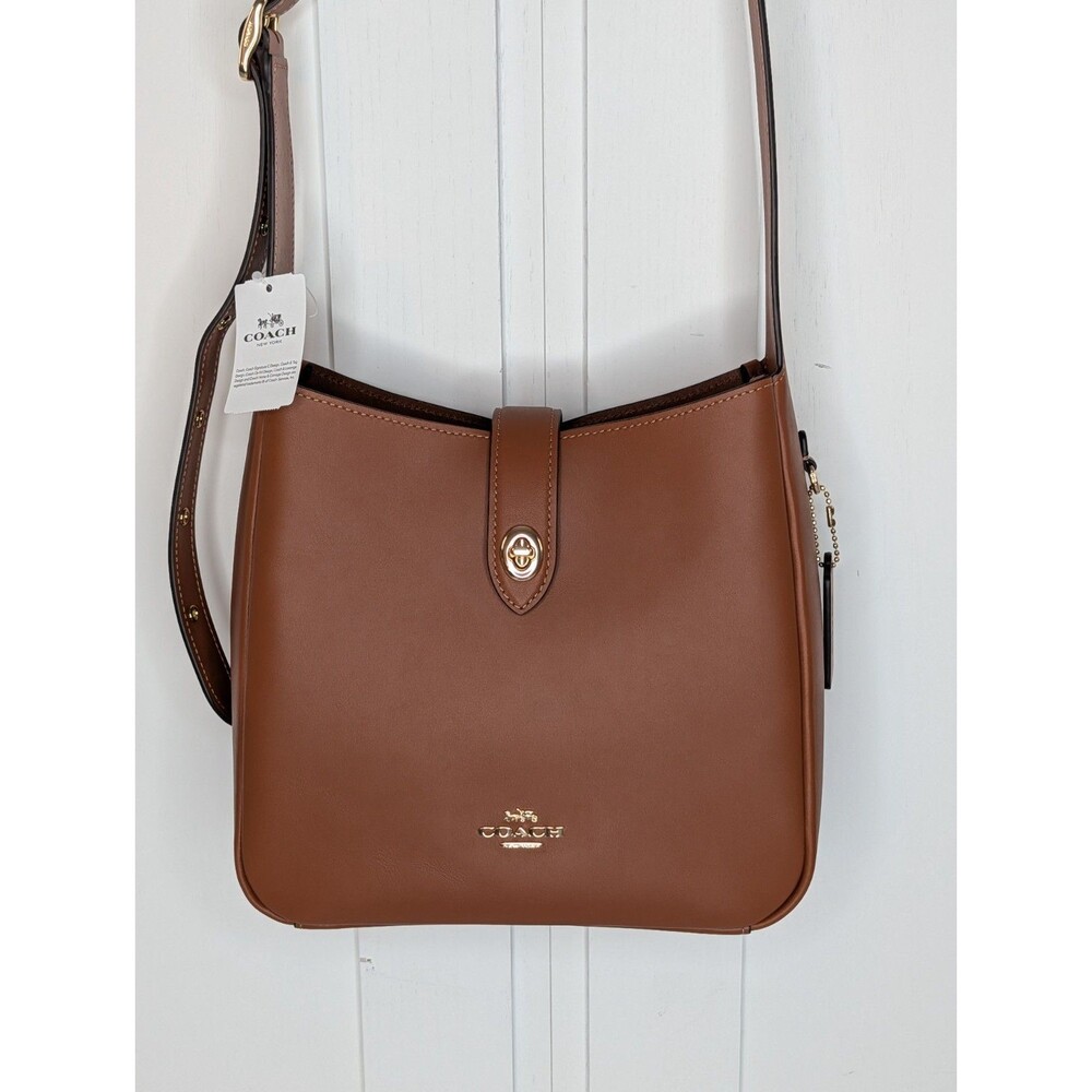 Coach Hadley Smooth Leather Turnlock File Bag - Tan, NWT $325 Retail